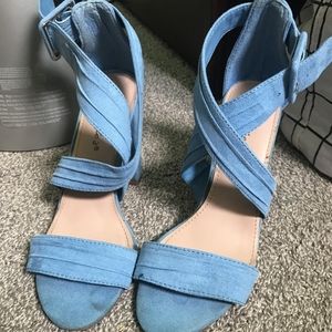 Blue High Heels With Straps